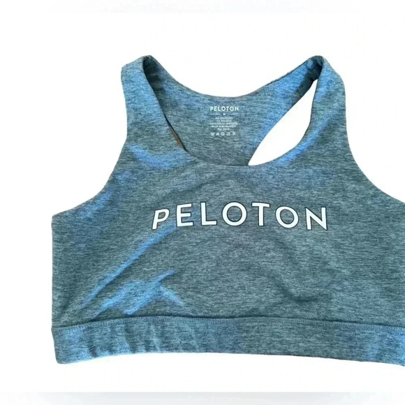 Peloton Blue Heathered Strappy Sports Bra Sz M - Picture 2 of 5